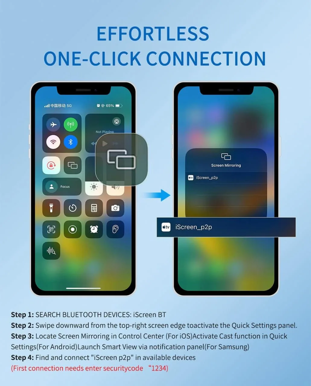 Phone screen mirroring connection illustration