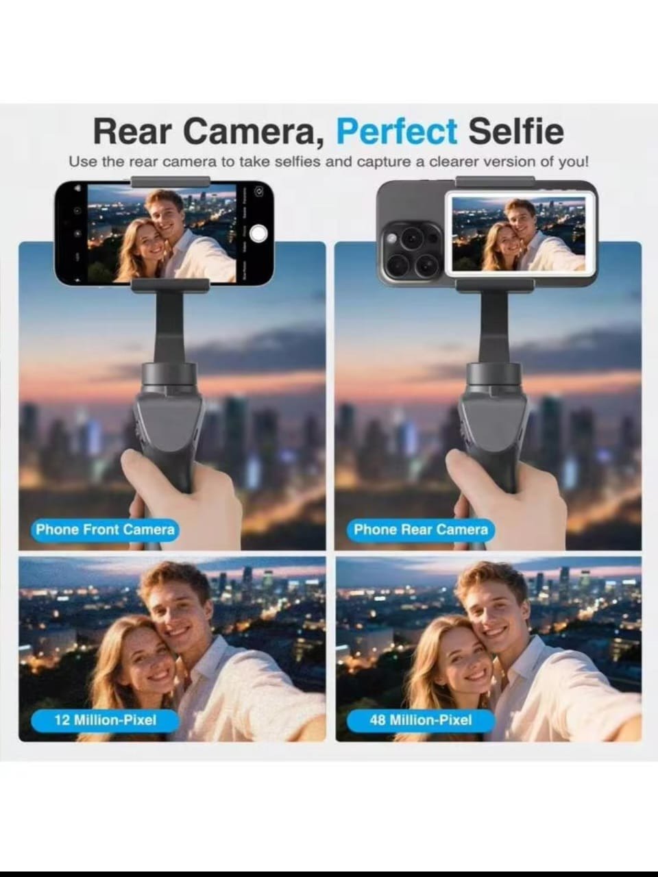 Comparison showing front camera vs rear camera selfie quality